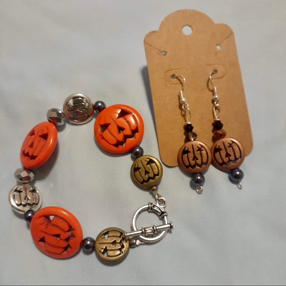 Pumpkin Bracelet and Earring Set New